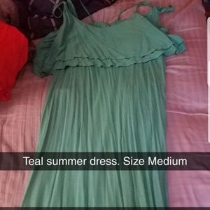 Teal floor length summer dress